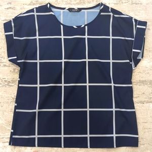 SHEIN Grid Print Short Sleeve Top